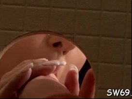 Adorable babe enjoys at gloryhole and gets overspread in slime
